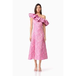 Elliatt Nadeen Asymmetrical Midi Dress in Pink Wedding Guest Eventwear Sz S NWT
